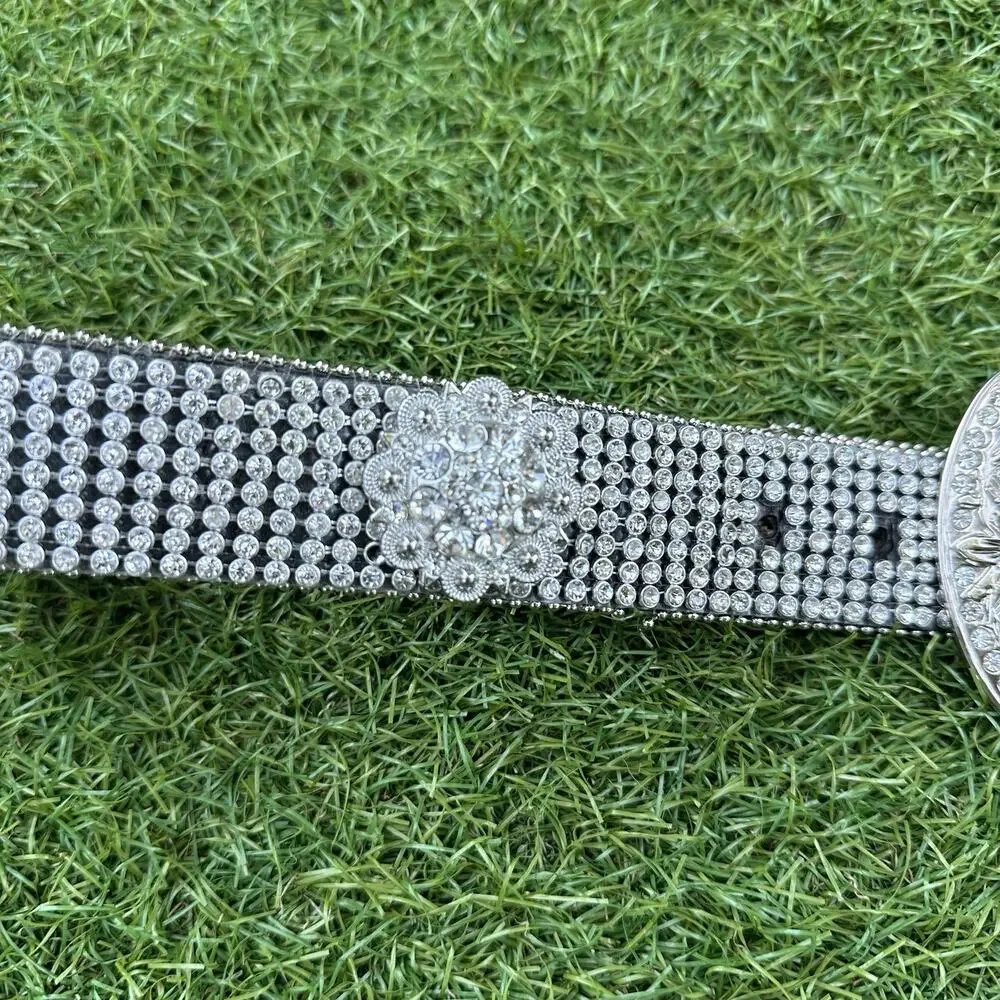 Nocona Crystal Bling Belt‎ Womens Size XL Cowgirl Western Glam Rodeo 47” Long